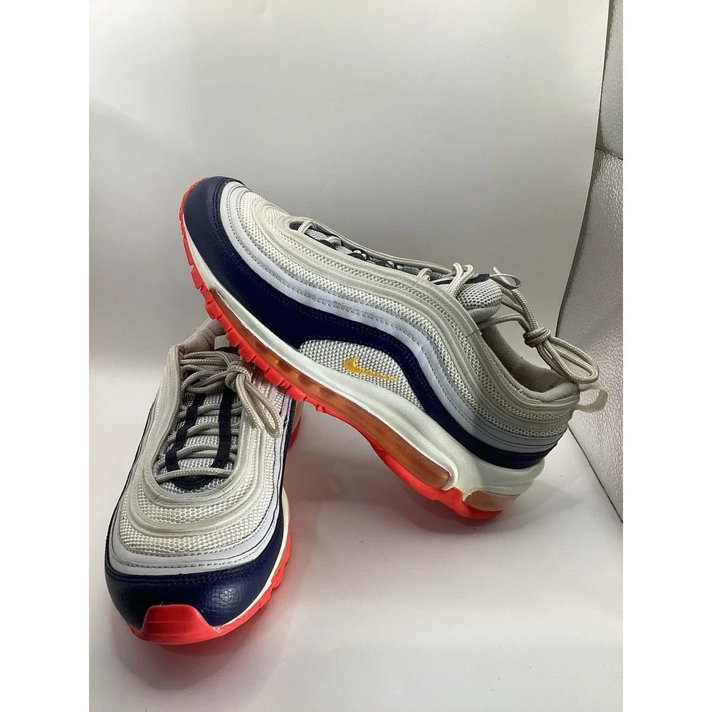 Size 8.5 - Nike Air Max 97 Platinum Navy Orange W